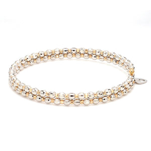 Japanese 2-row Platinum & Rose Gold Bracelet for Women with Diamond Cut Balls JL PTB 767