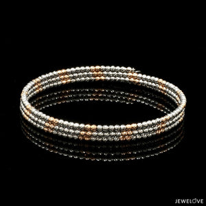 Japanese 3-row Platinum & Rose Gold Bracelet for Women with Diamond Cut Balls JL PTB 1223