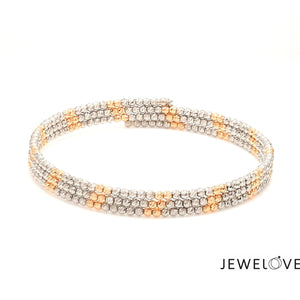 Japanese 3-row Platinum & Rose Gold Bracelet for Women with Diamond Cut Balls JL PTB 1223
