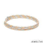 Load image into Gallery viewer, Japanese 3-row Platinum &amp; Rose Gold Bracelet for Women with Diamond Cut Balls JL PTB 1225
