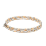 Load image into Gallery viewer, Japanese 3-row Platinum &amp; Rose Gold Bracelet for Women with Diamond Cut Balls JL PTB 1225
