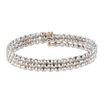 Load image into Gallery viewer, Japanese 3-row Platinum &amp; Rose Gold Bracelet for Women with Diamond Cut Balls JL PTB 768
