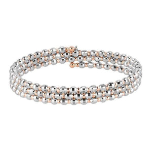 Japanese 3-row Platinum & Rose Gold Bracelet for Women with Diamond Cut Balls JL PTB 768