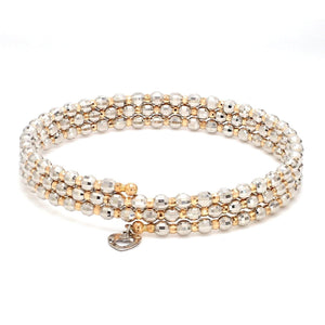 Japanese 3-row Platinum & Rose Gold Bracelet for Women with Diamond Cut Balls JL PTB 768