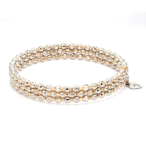 Japanese 3-row Platinum & Rose Gold Bracelet for Women with Diamond Cut Balls JL PTB 768