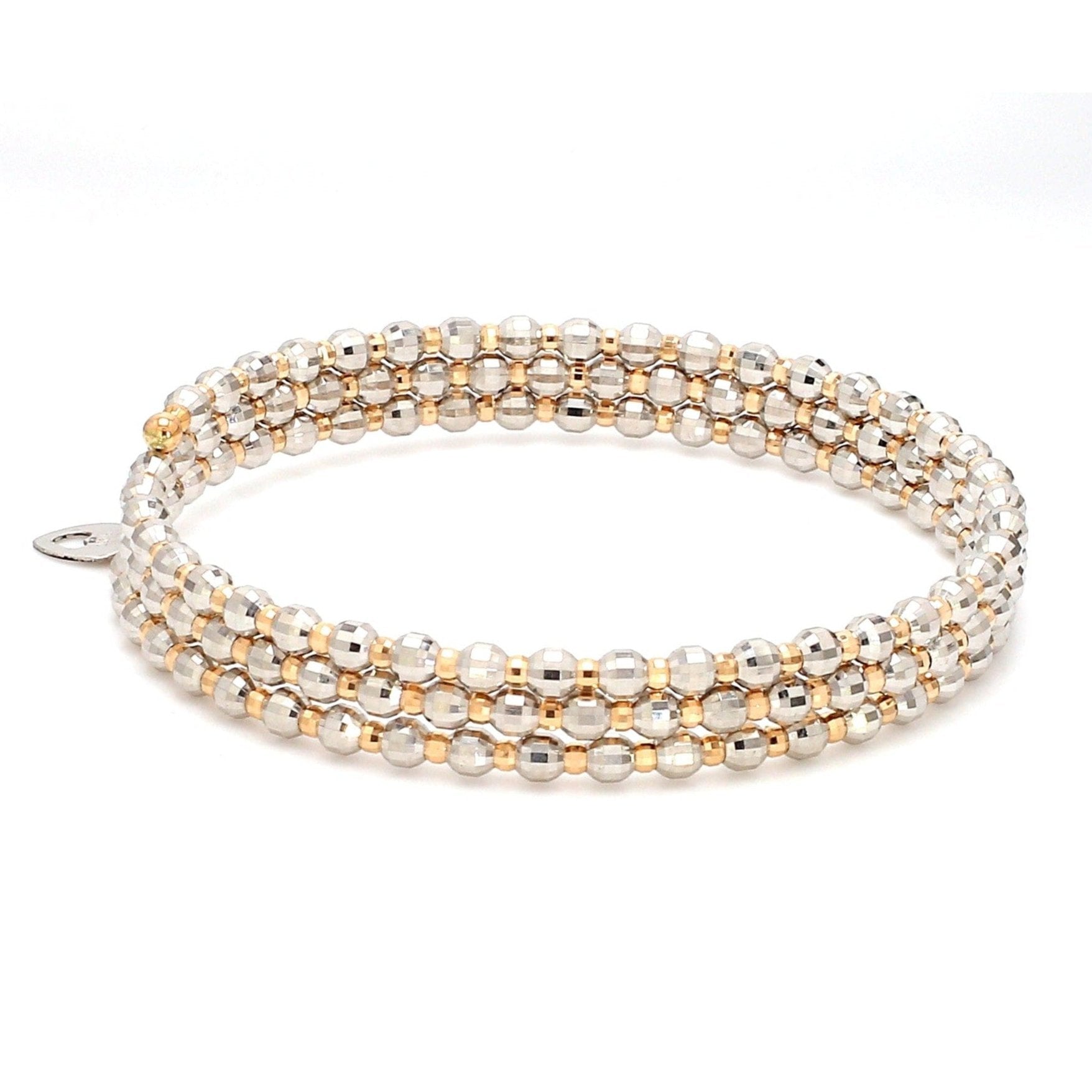 Japanese 3-row Platinum & Rose Gold Bracelet for Women with Diamond Cut Balls JL PTB 768