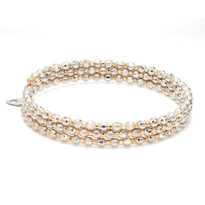 Japanese 3-row Platinum & Rose Gold Bracelet for Women with Diamond Cut Balls JL PTB 768