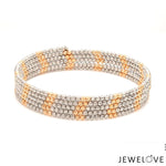 Load image into Gallery viewer, Japanese 5-row Platinum &amp; Rose Gold Bracelet for Women with Diamond Cut Balls JL PTB 1222
