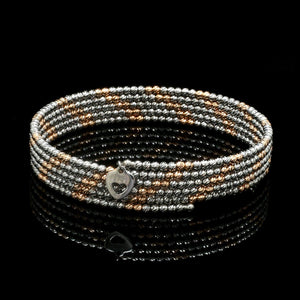 Japanese 5-row Platinum & Rose Gold Bracelet for Women with Diamond Cut Balls JL PTB 1222