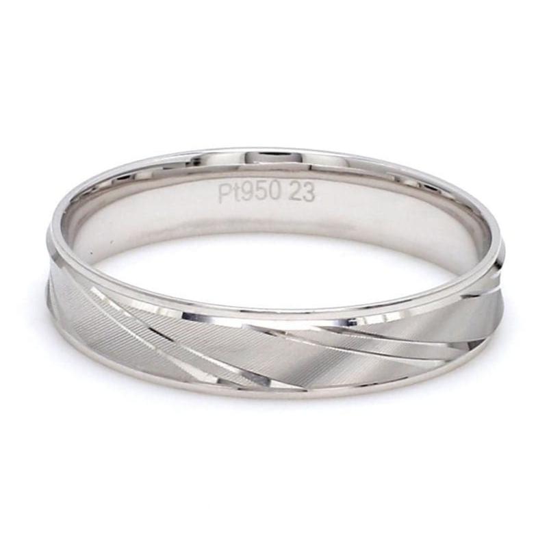 Japanese Designer Platinum Love Bands with Slanting Grooves JL PT 607