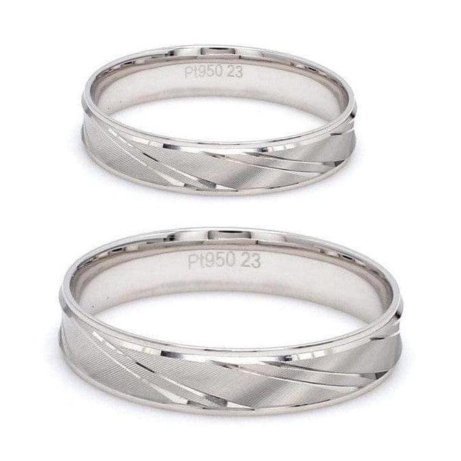 Japanese Designer Platinum Love Bands with Slanting Grooves JL PT 607