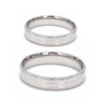 Load image into Gallery viewer, Japanese Designer Platinum Love Bands with Textured Edges JL PT 604
