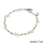 Load image into Gallery viewer, Japanese Double Heart Platinum Rose Gold Bracelet with Diamond Cut Balls JL PTB 1213
