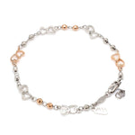 Load image into Gallery viewer, Japanese Double Heart Platinum Rose Gold Bracelet with Diamond Cut Balls JL PTB 1213
