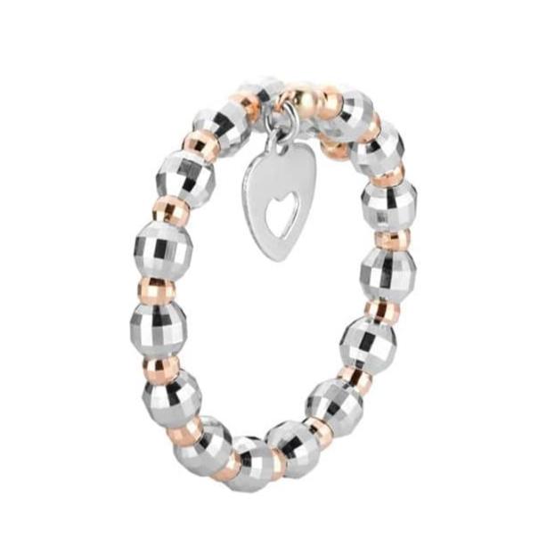 Japanese Flexible Platinum & 18K Rose Gold Ring with Diamond Cut Balls JL PT 1072