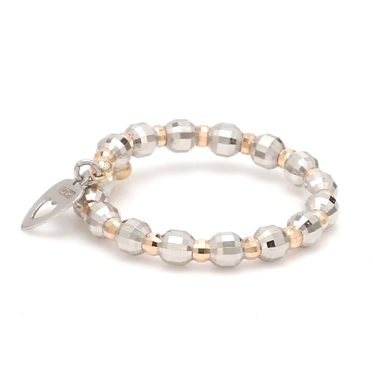 Japanese Flexible Platinum & 18K Rose Gold Ring with Diamond Cut Balls JL PT 1072