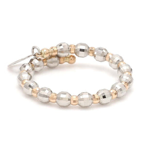 Japanese Flexible Platinum & 18K Rose Gold Ring with Diamond Cut Balls JL PT 1072