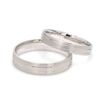 Load image into Gallery viewer, Japanese Platinum Love Bands with 2 Sleek Grooves JL PT 535
