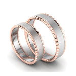 Load image into Gallery viewer, Matte Finish Platinum Love Bands with Designer Cut Rose Gold Borders JL PT 654
