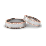 Load image into Gallery viewer, Matte Finish Platinum Love Bands with Designer Cut Rose Gold Borders JL PT 654

