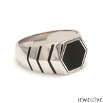 Load image into Gallery viewer, Men of Platinum | Black Enamel Ring for Men JL PT 1310-A
