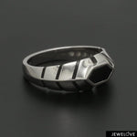 Load image into Gallery viewer, Platinum Ring with Black Enamel for Men JL PT 1310
