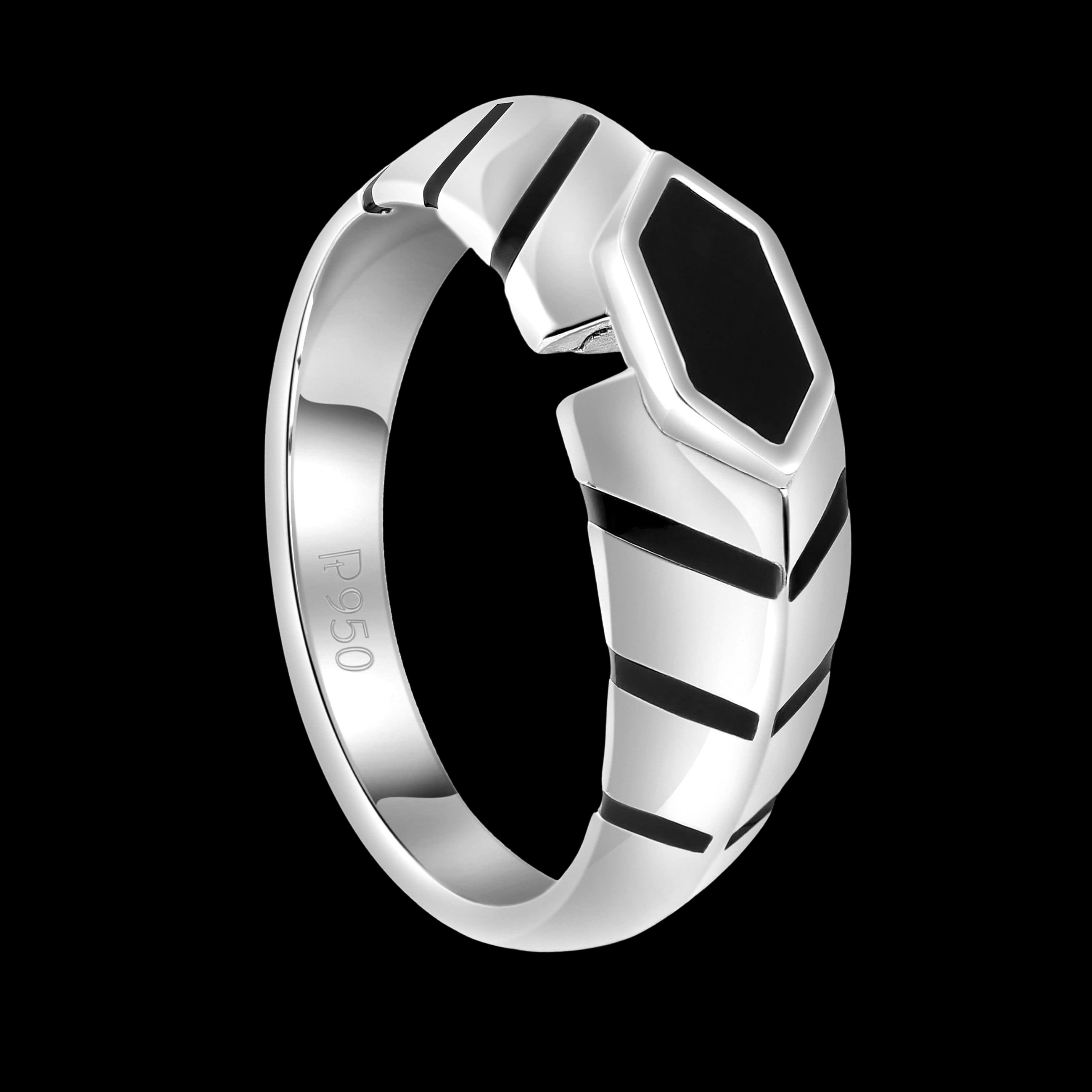 Platinum Ring with Black Enamel for Men JL PT 1310   Jewelove.US