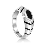 Load image into Gallery viewer, Platinum Ring with Black Enamel for Men JL PT 1310
