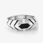 Load image into Gallery viewer, Platinum Ring with Black Enamel for Men JL PT 1310

