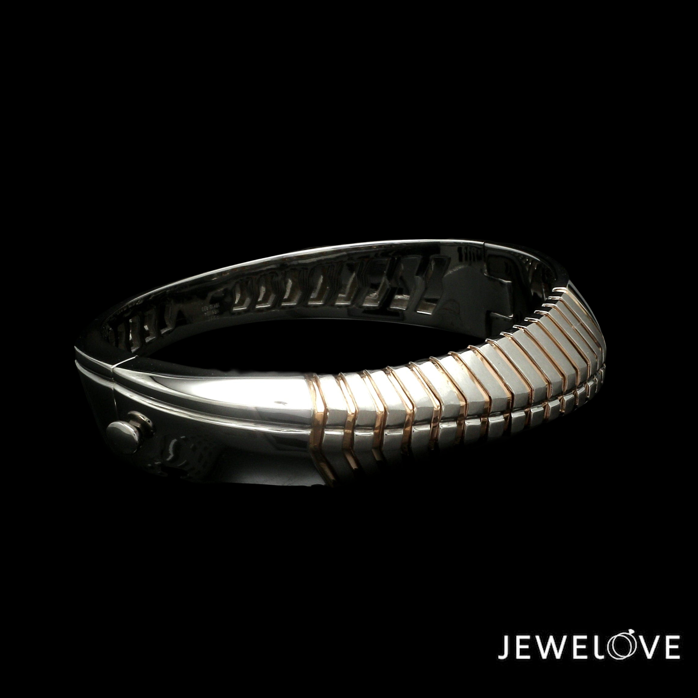 Men of Platinum | Designer Platinum Heavy Kada with Rose Gold for Men JL PTB 1193-A   Jewelove.US