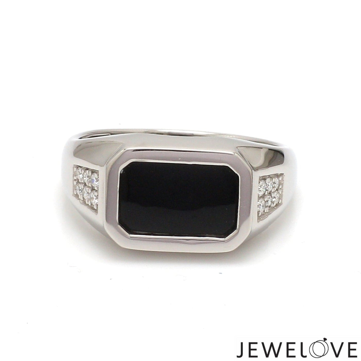Men of Platinum | Rectangle Black Enamel with Diamond Ring for Men JL PT 1360