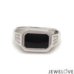 Load image into Gallery viewer, Men of Platinum | Rectangle Black Enamel with Diamond Ring for Men JL PT 1360
