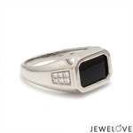 Load image into Gallery viewer, Men of Platinum | Rectangle Black Enamel with Diamond Ring for Men JL PT 1360
