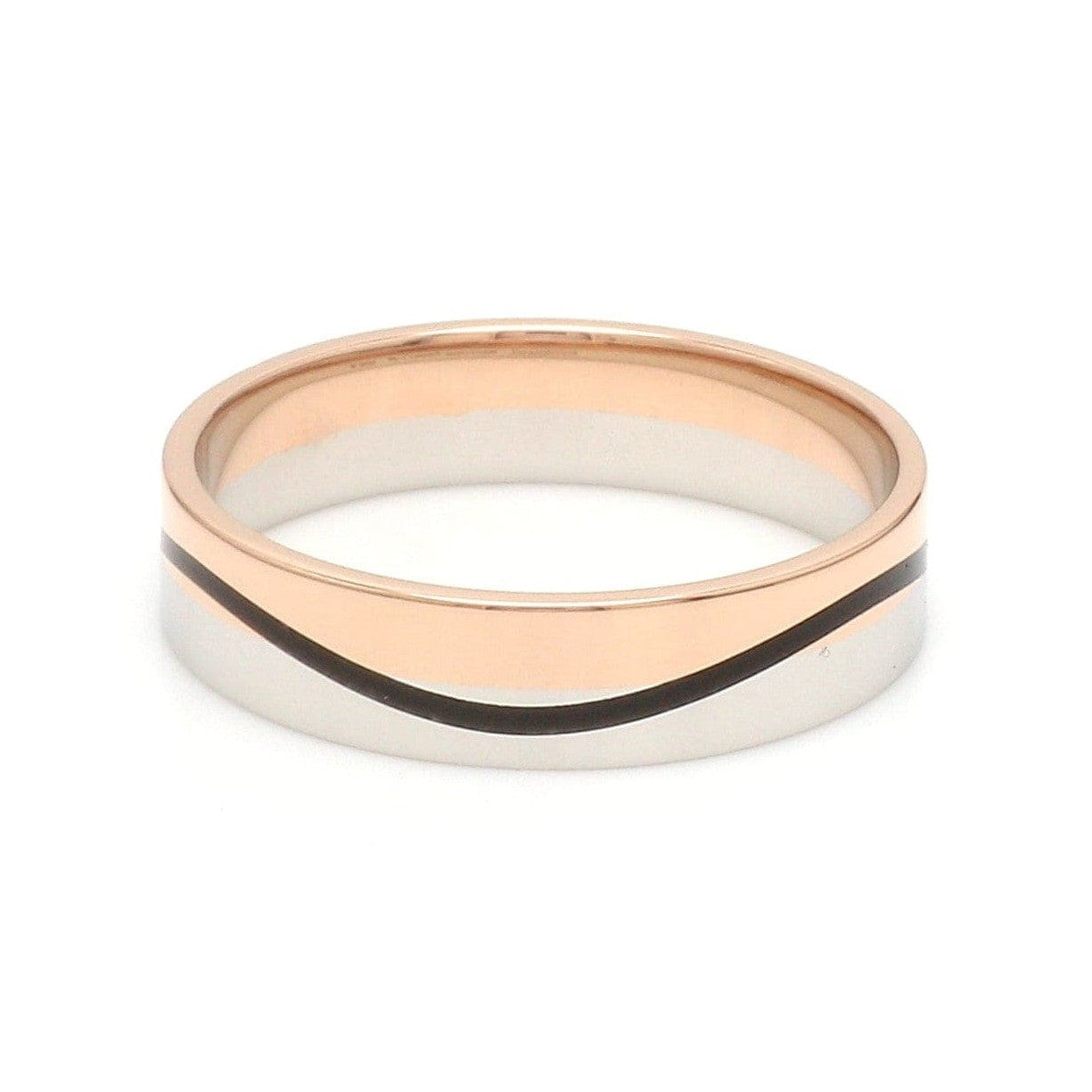Men of Platinum | Rose Gold with Black Enamel Fusion Ring for Men JL PT 1082