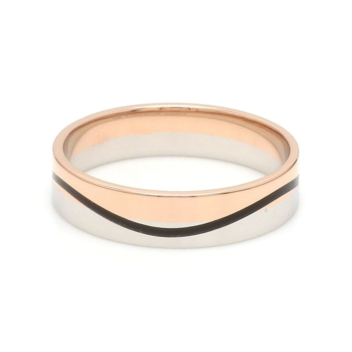 Men of Platinum | Rose Gold with Black Enamel Fusion Ring for Men JL PT 1082