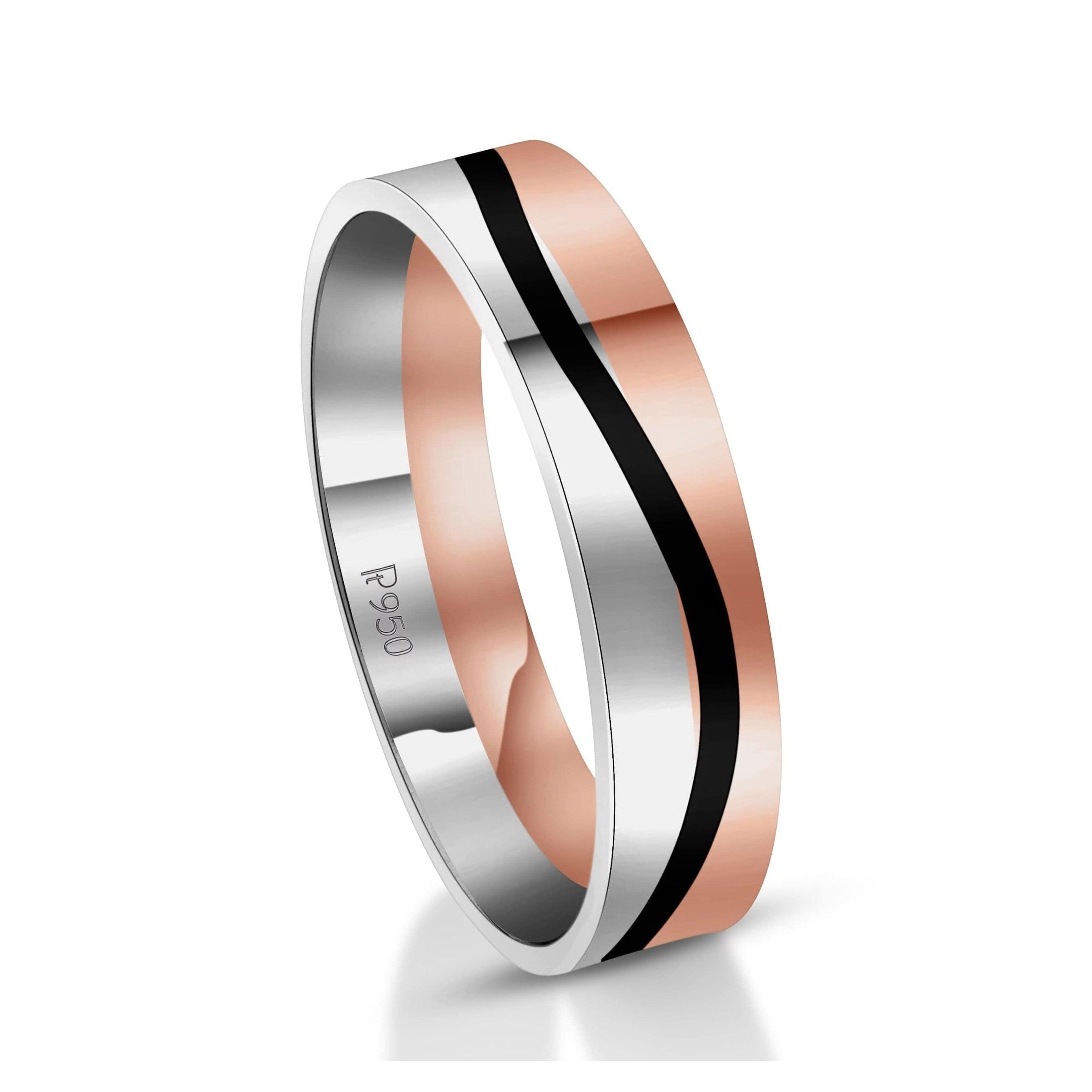 Men of Platinum | Rose Gold with Black Enamel Fusion Ring for Men JL PT 1082
