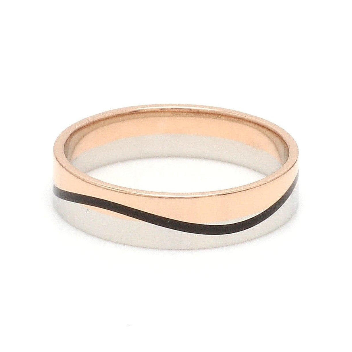 Men of Platinum | Rose Gold with Black Enamel Fusion Ring for Men JL PT 1082