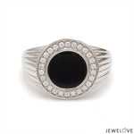 Load image into Gallery viewer, Men of Platinum | Round Black Enamel with Diamond Ring for Men JL PT 1361
