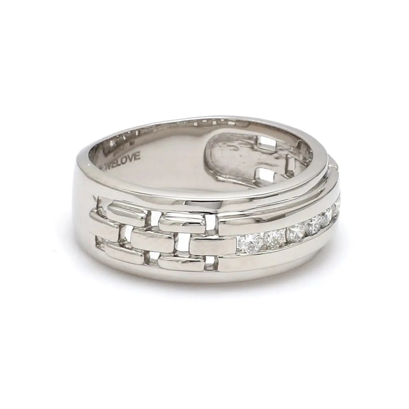 Men’s Platinum Wedding Band with Diamonds JL PT 229