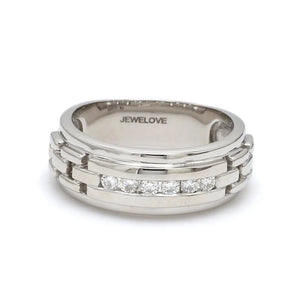Men’s Platinum Wedding Band with Diamonds JL PT 229