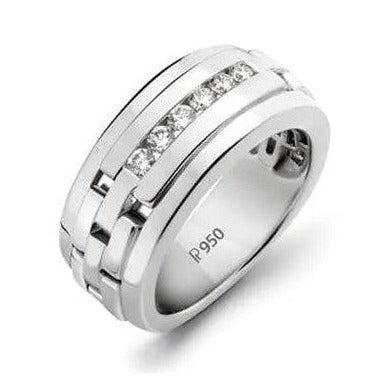 Men’s Platinum Wedding Band with Diamonds JL PT 229