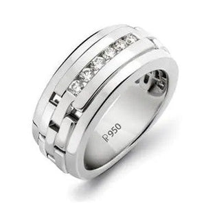 Men’s Platinum Wedding Band with Diamonds JL PT 229