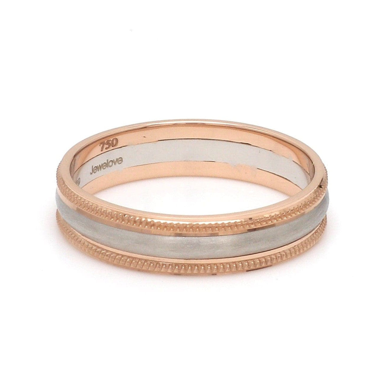 Milgrain Edge Platinum & Rose Gold Couple Rings JL PT 636-A