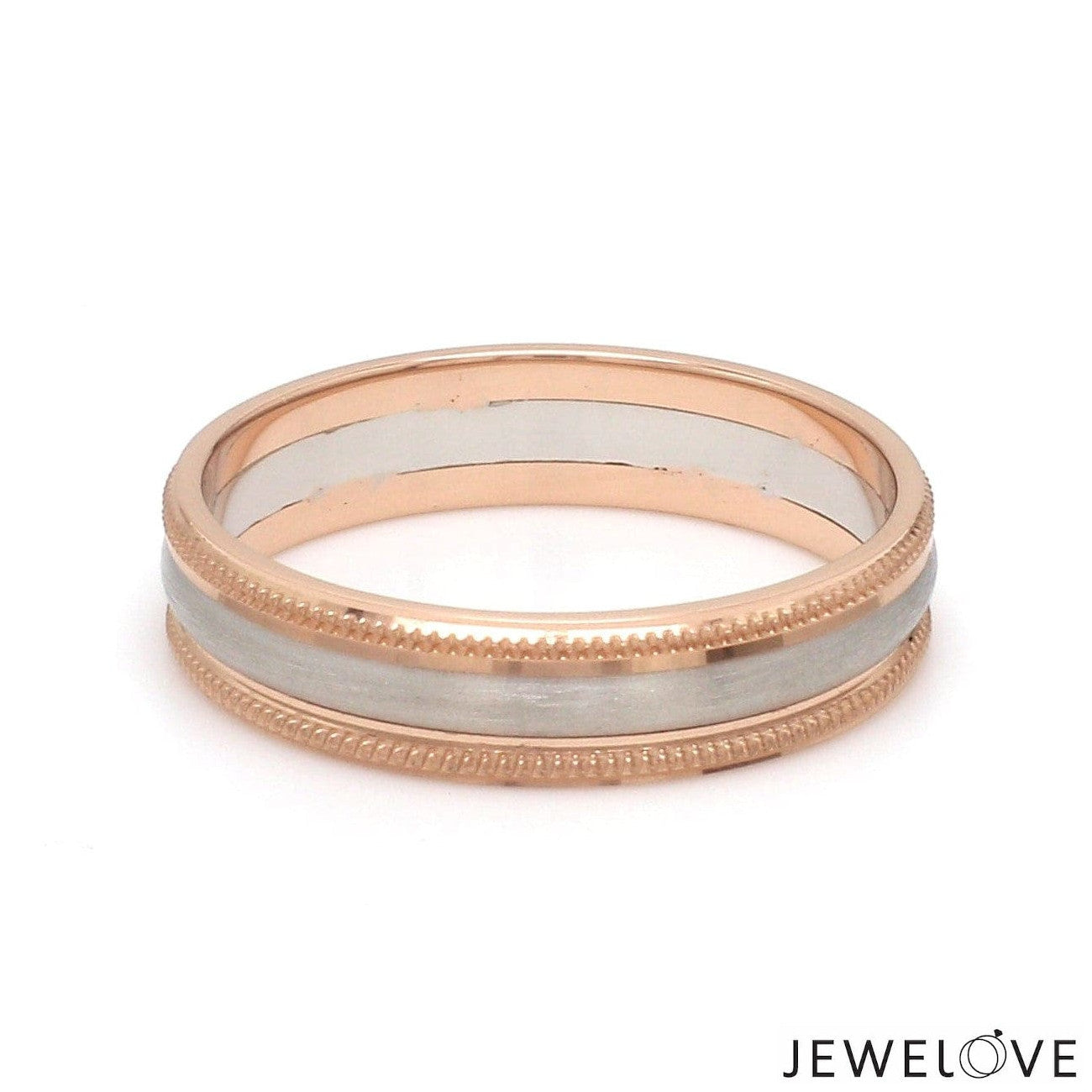 Milgrain Edge Platinum & Rose Gold Couple Rings JL PT 636-A