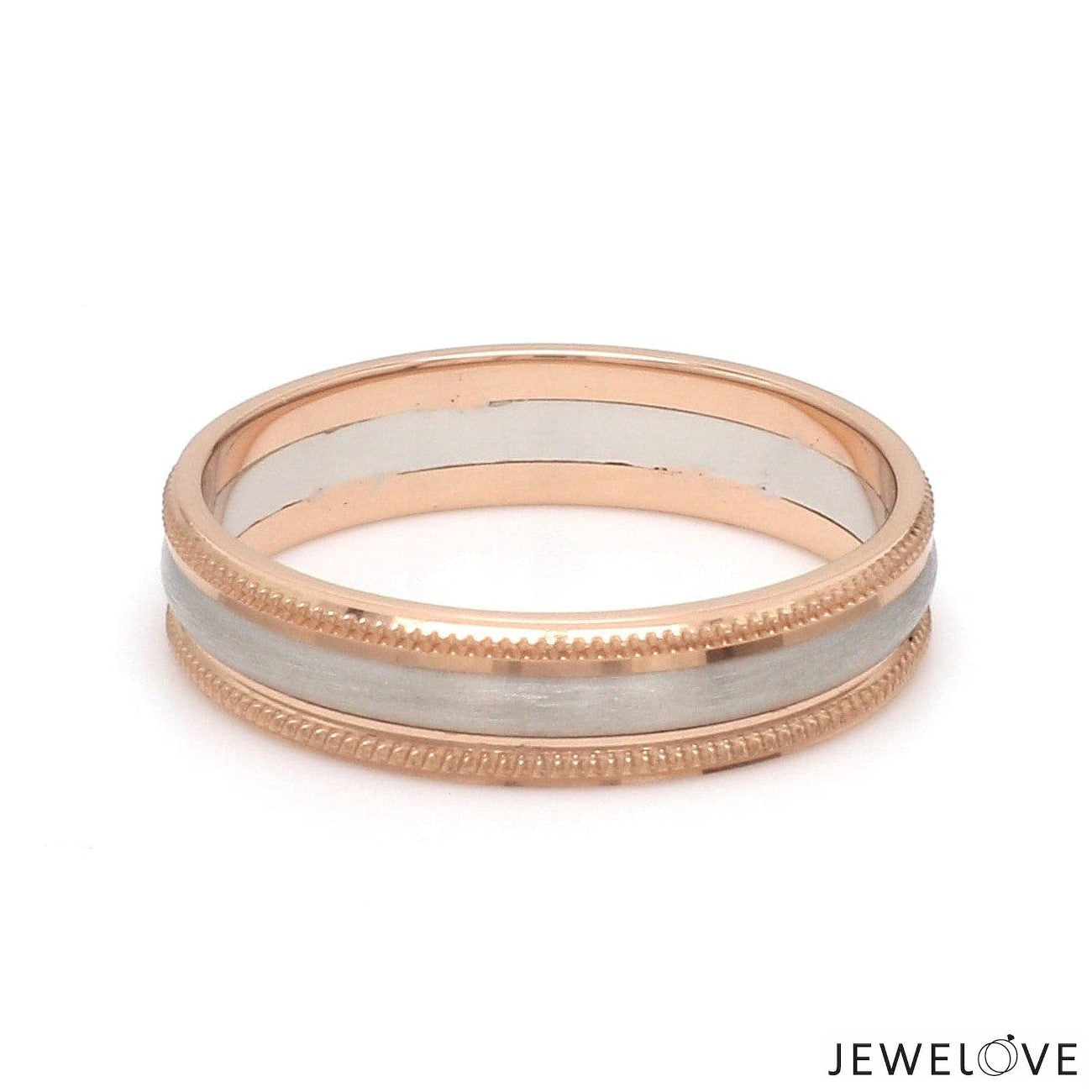 Milgrain Edge Platinum & Rose Gold Couple Rings JL PT 636-A