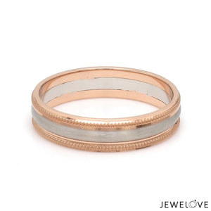 Milgrain Edge Platinum & Rose Gold Couple Rings JL PT 636-A