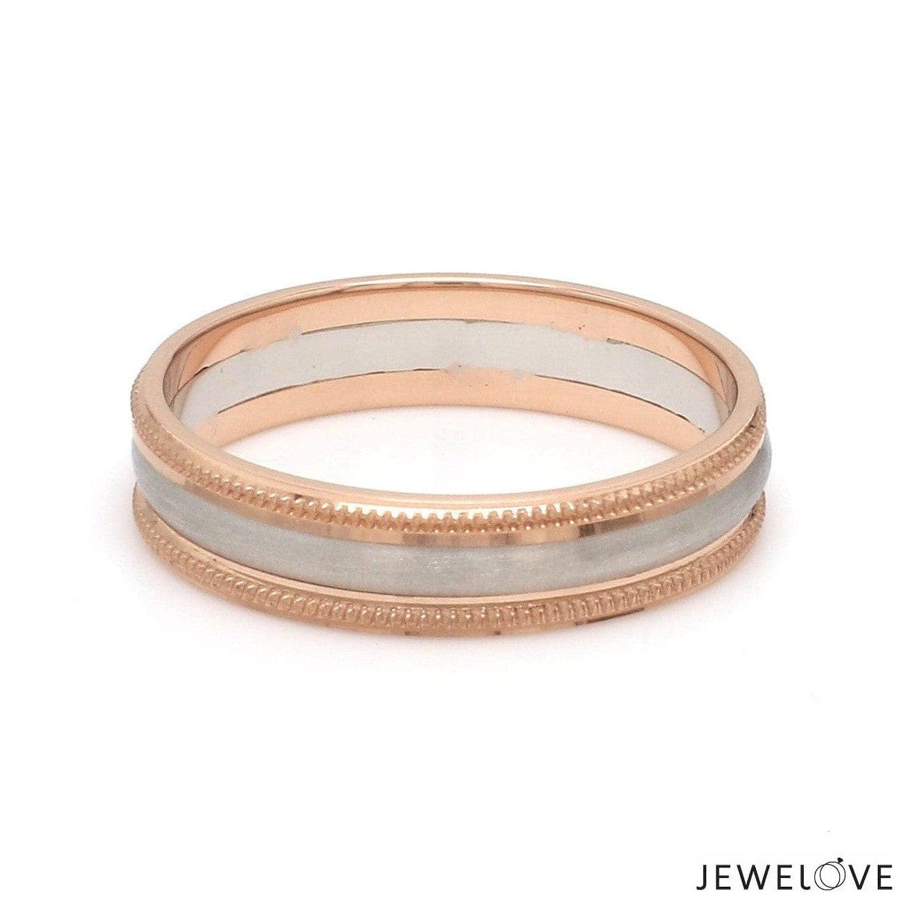 Milgrain Edge Platinum & Rose Gold Couple Rings JL PT 636-A