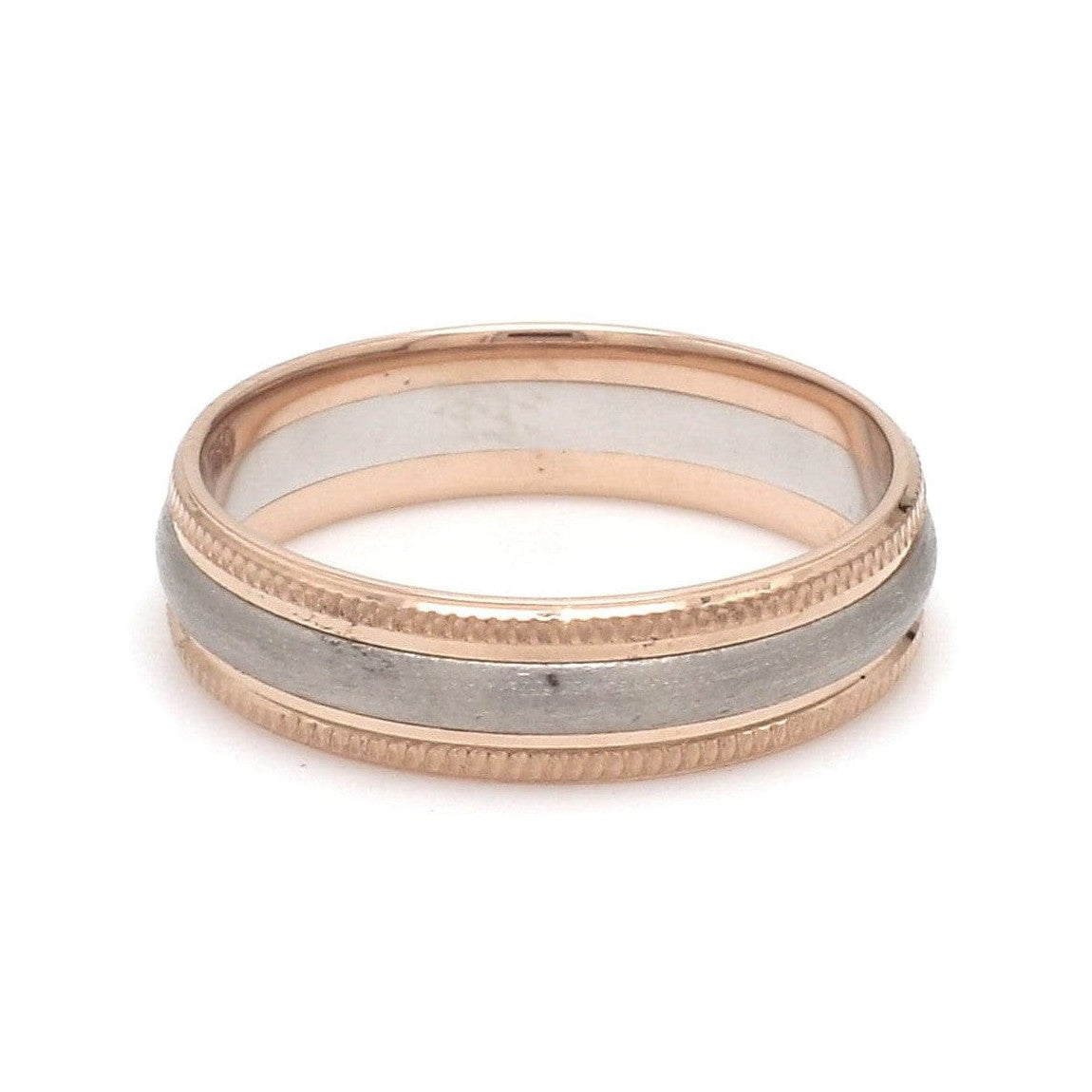 Milgrain Edge Platinum & Rose Gold Couple Rings JL PT 636-A