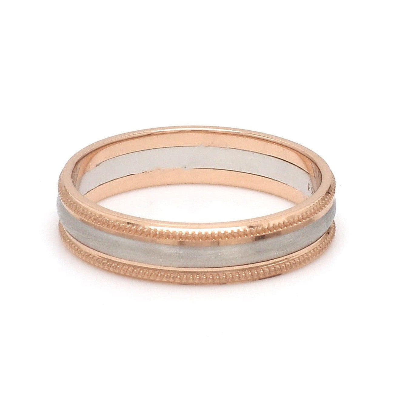 Milgrain Edge Platinum & Rose Gold Couple Rings JL PT 636-A