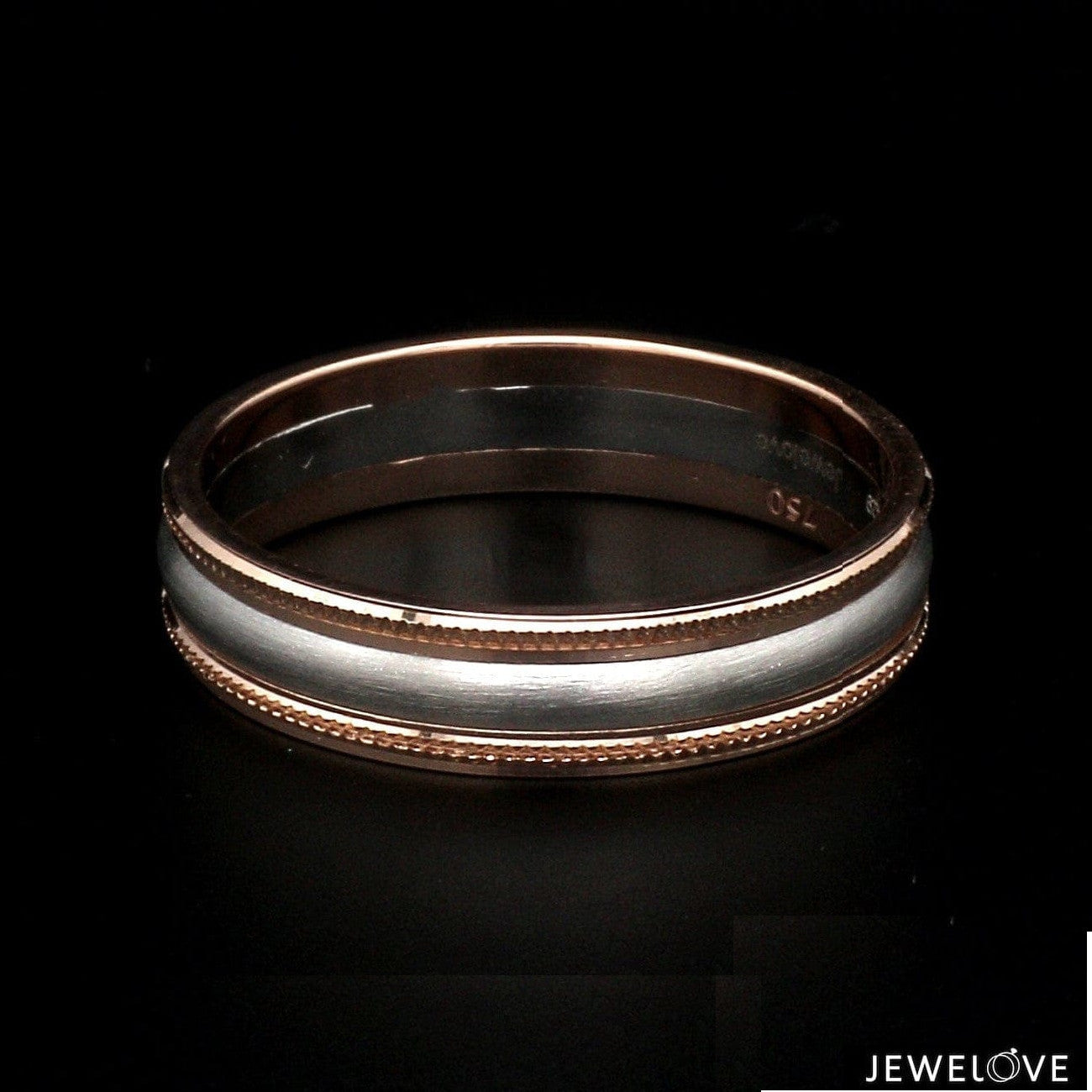 Milgrain Edge Platinum & Rose Gold Couple Rings JL PT 636-A